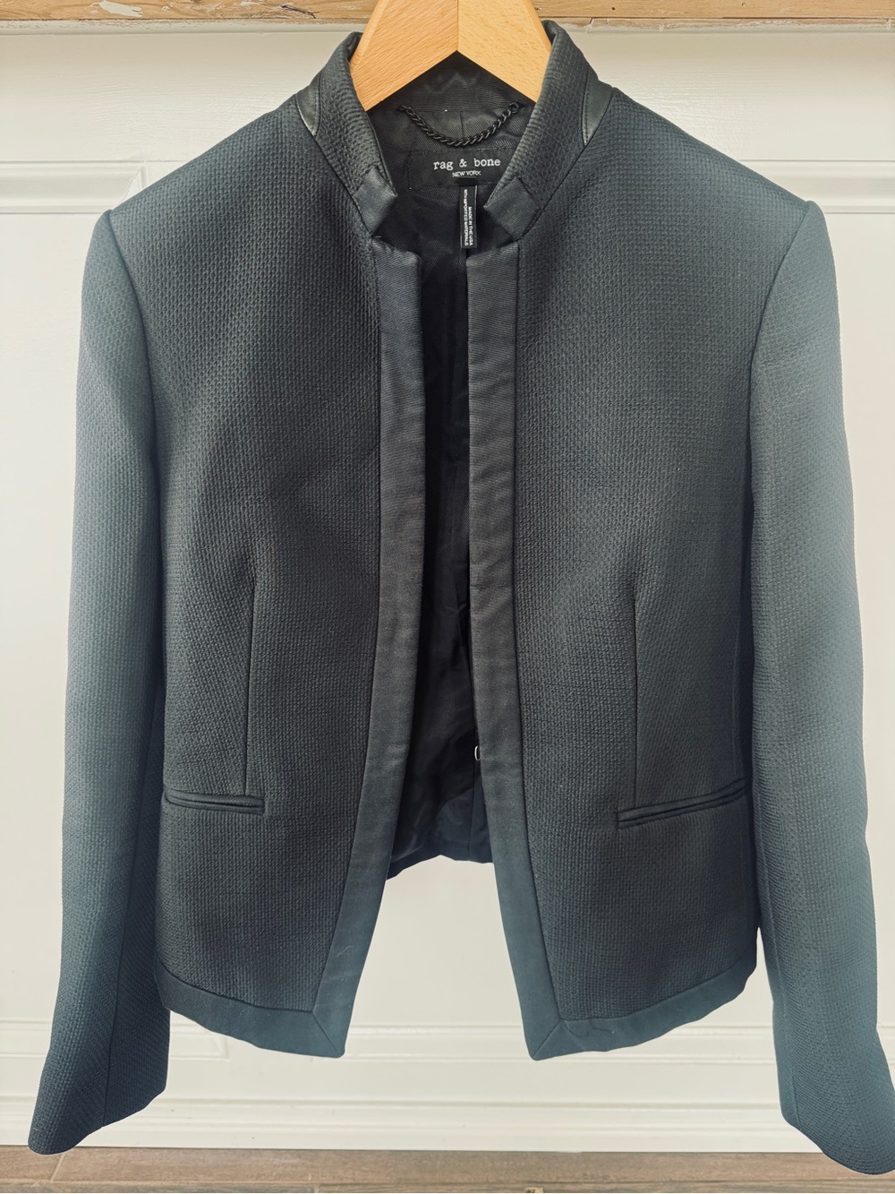 Rag & Bone Black Textured Collarless Jacket - Picture 6 of 6